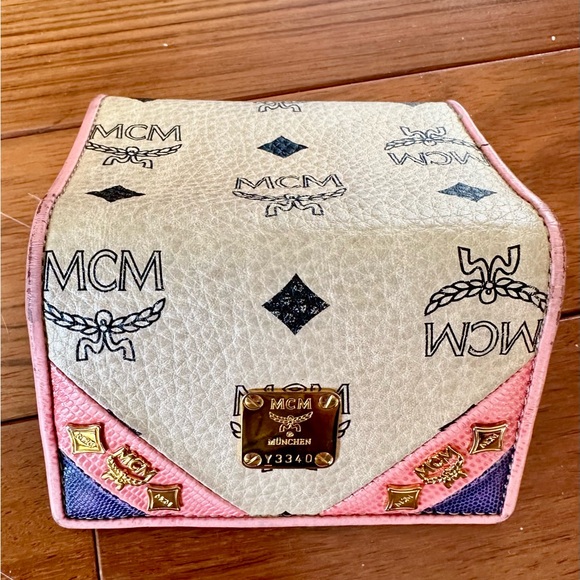 MCM Signature Monogram Pink and Purple Pebbled Leather Wallet - Picture 3 of 12